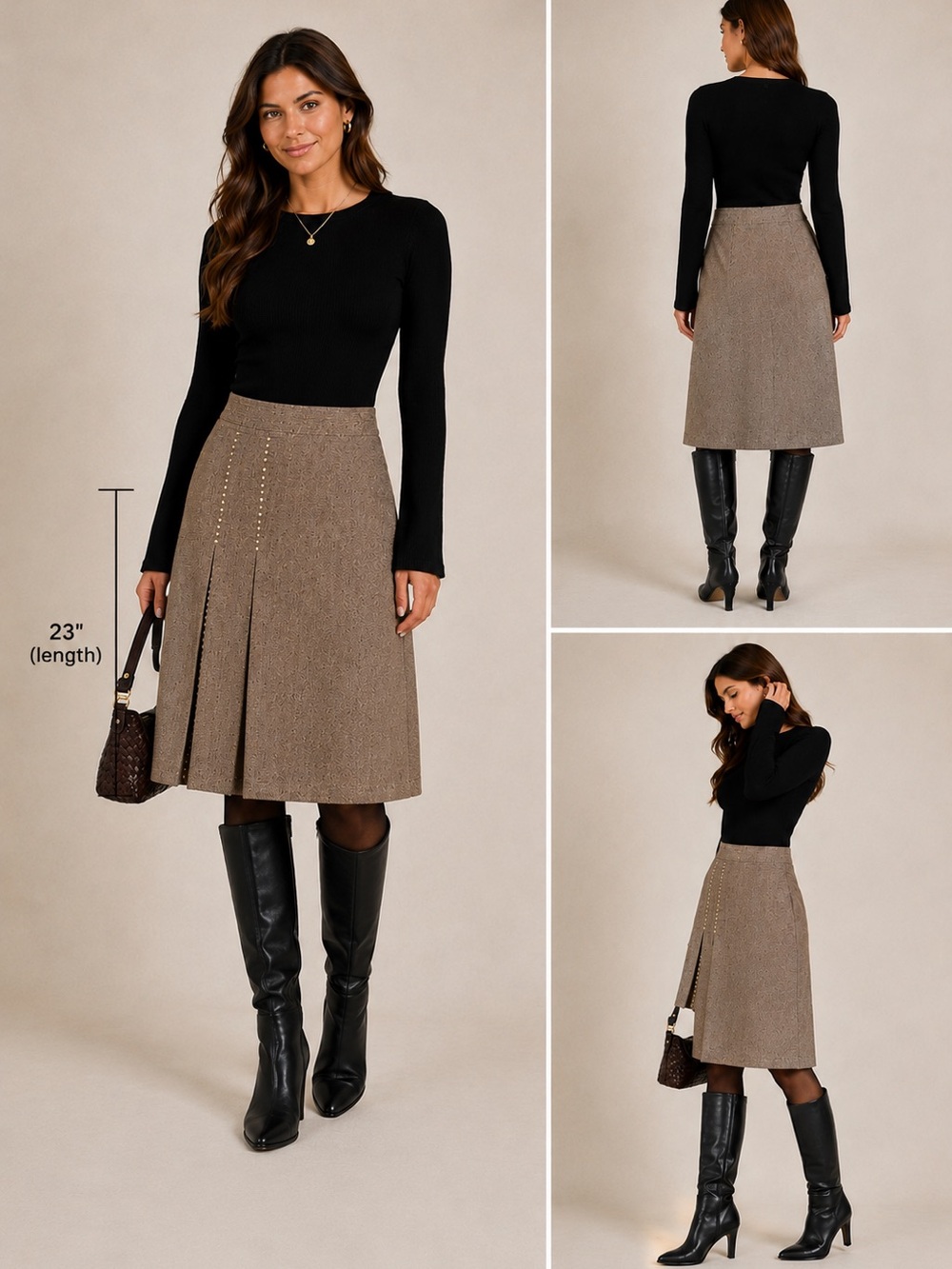 House of Fraser Tweed A-Line Skirt Size: UK 14 / US 10 / EU 42
